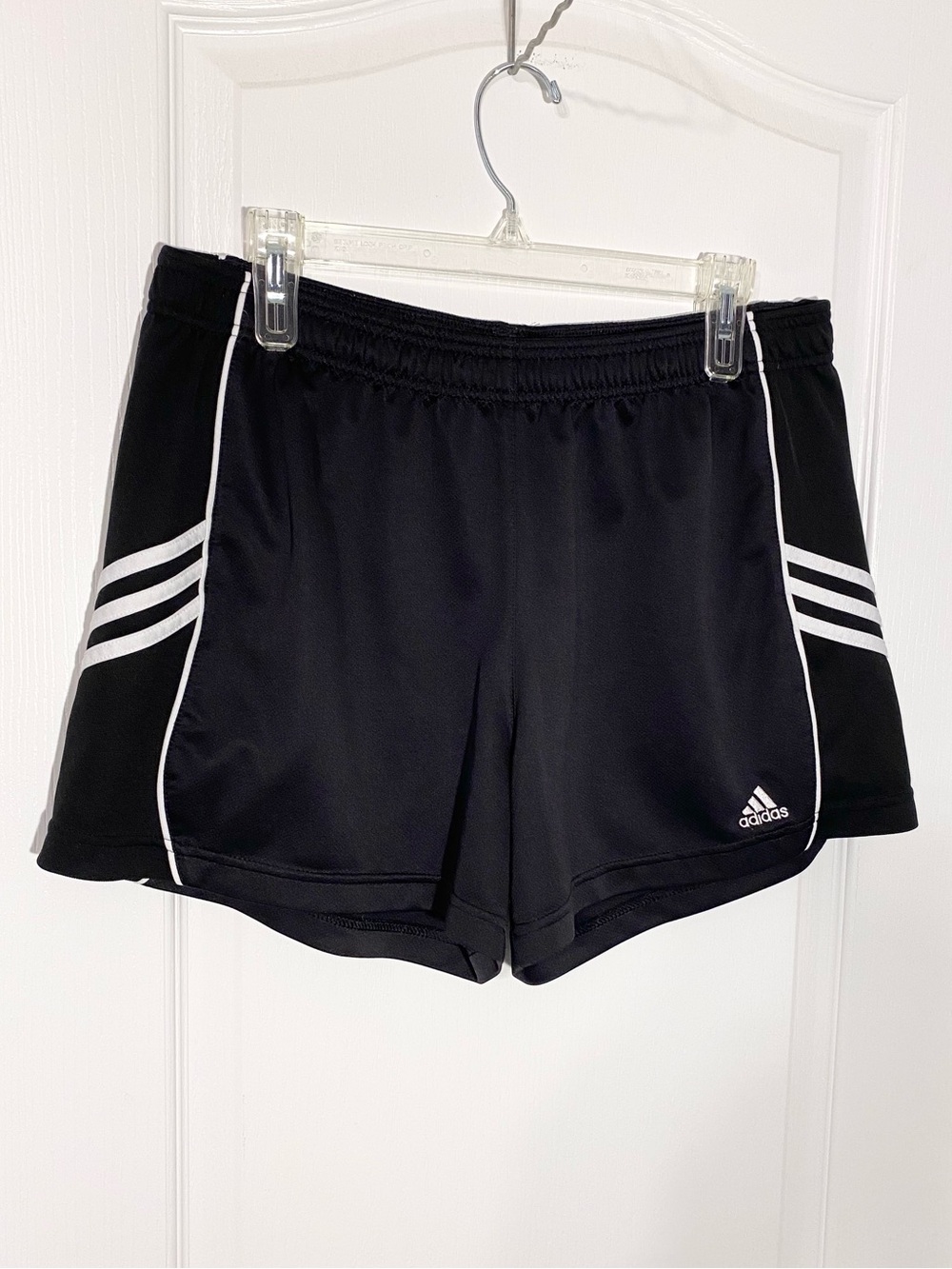 Adidas 4.5” Athletic Shorts w/ Signature Stripes Black w/ White Trim Large